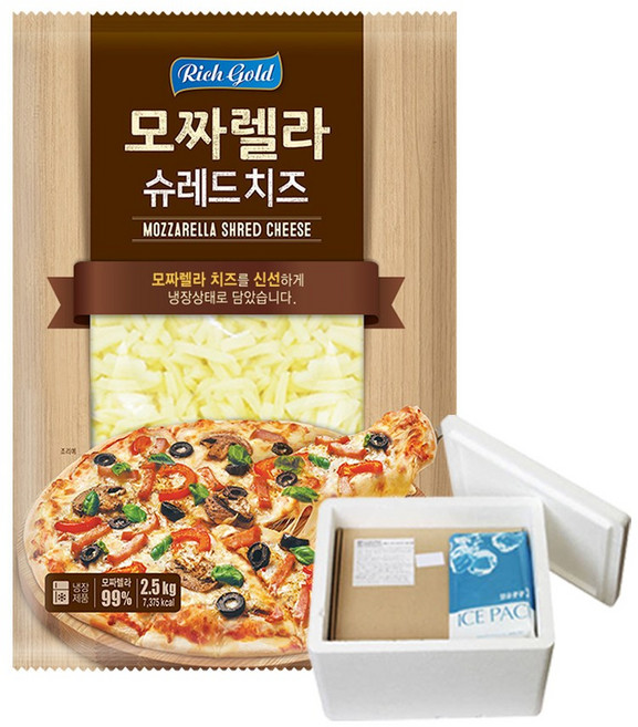 동서 리치골드 모짜렐라 슈레드 피자 치즈, 2.5kg, 1개