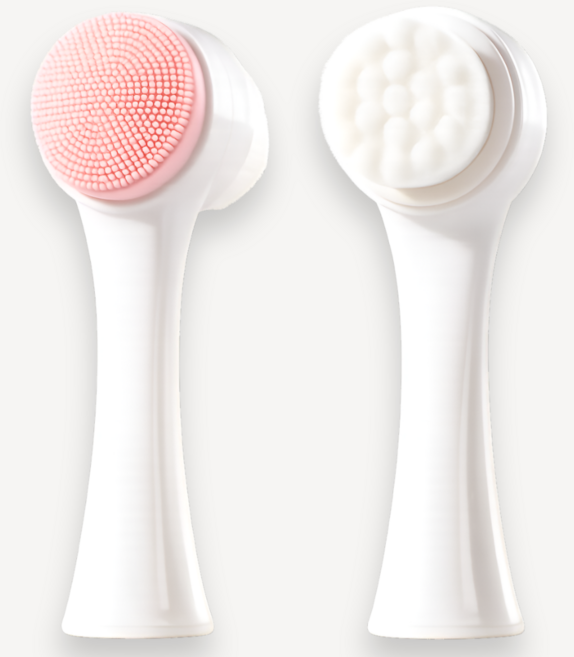 실리콘 세안브러쉬 양면 미세모 클렌징 브러시, 1개, 파스텔 핑크