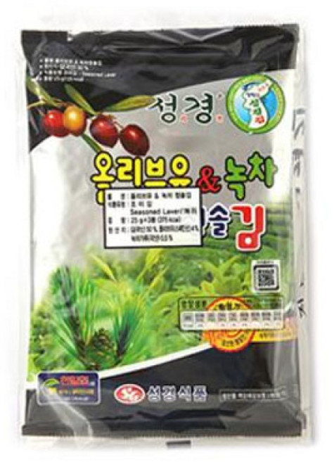 성경김 올리브유녹차청솔김 25g 36봉, 1개