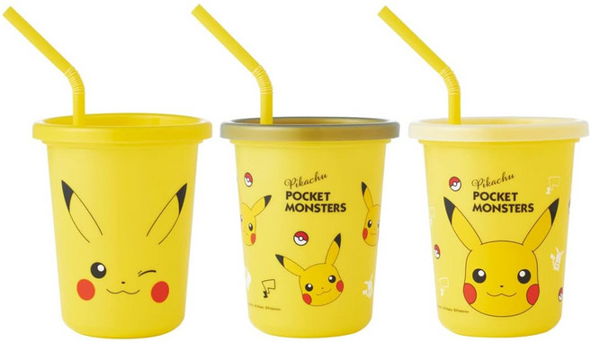 스케이터 캐릭터 빨대컵 3P 세트, 피카츄, 1세트, 320ml