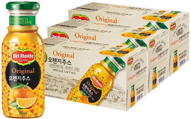 델몬트 오리지널 오렌지주스100 180ml, 36개