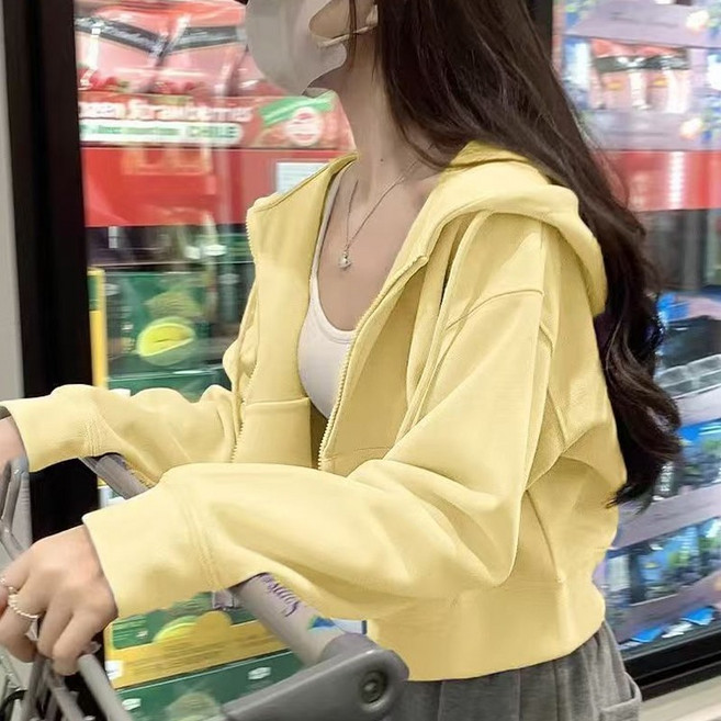 빠뻐을뻔 여성 크롭 후드 집업 깔끔 자켓