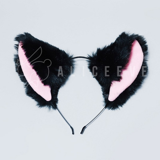 대형 고양이귀 파티용품 놀이동산 머리띠 (2COLOR), 블랙