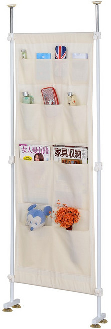 【巴塞隆納】頂天立地60公分口袋屏風(可收納)(可當防疫隔離屏風), 白色,60公分屏風, 10個