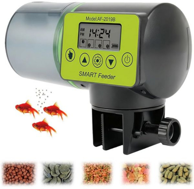 아쿠아리움용 자동 피쉬 피더 200ML 대용량 사료 디스펜서 디지털 타이머 디스플레이 소형에서 중형 수조용 과립 및 펠렛용, 아쿠아리움용 자동 피쉬 피더, 200ML 대용량 사료