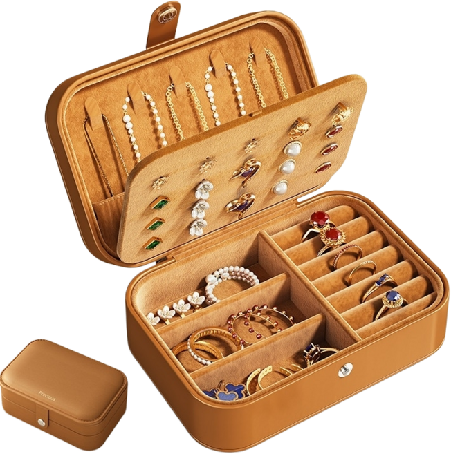 퓨어몰링 휴대용 미니 쥬얼리 보석함 악세사리 보관함 2단