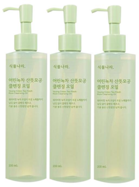 식물나라 클렌징오일 어린녹차, 3개, 200ml