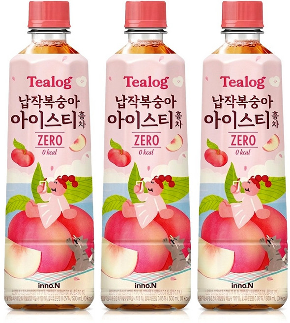 티로그 납작복숭아 아이스티 제로 500ml 6입., 6개