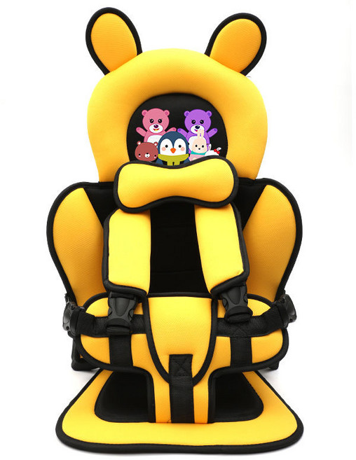 휴대용 어린이 안전카시트 자동차/전동차 겸용 아기 유아 방석 접이식 차량용 좌석, 노란 곰 만화