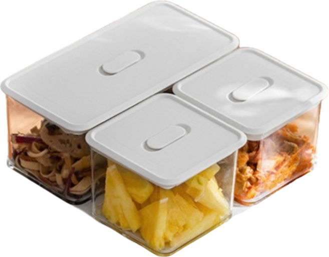 허밍 원터치 진공밀폐용기 냉장고 정리 진공 밀폐용기 보관통, 세트(3P 대+소+소), 1개