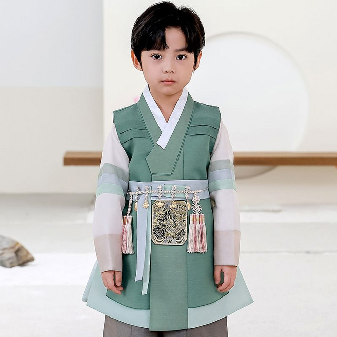 하랑한복 청솔랑 어린이 키즈 전통 돌복 용자수 남아 한복 세트