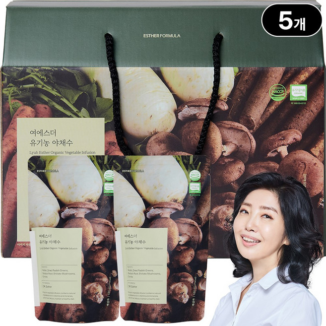 [본사직영] 여에스더 유기농 야채수, 5개, 1.8L