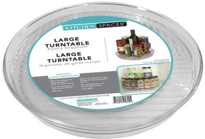 Kitchen Spaces Large Lazy Susan Turntable Organizer Easy Reach Deep Cabinet Shelf Storage for Ki, 1개, 대형 턴테이블