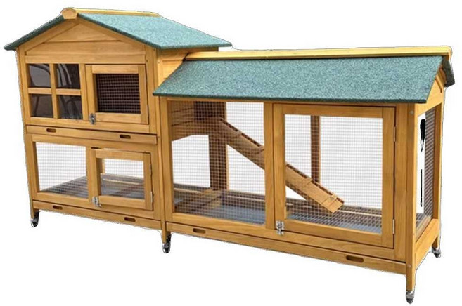 원목 토끼 조립식 사육장 특대형 닭장 토끼장세트, 1개, 회색 (181x94x43)