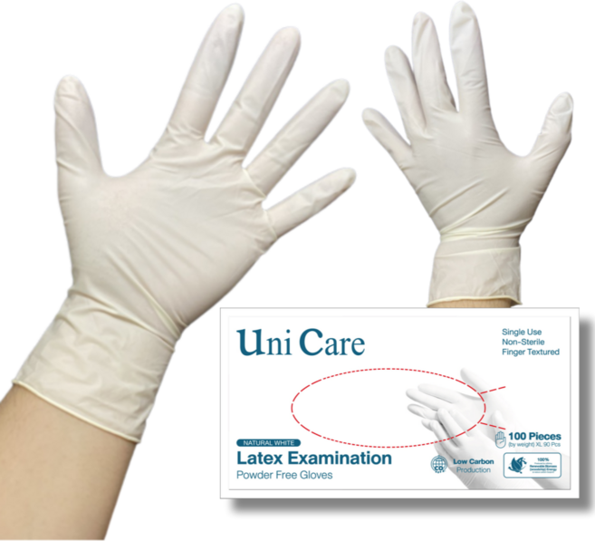 유니케어 두꺼운 손목밴딩 라텍스장갑 100매 Powder Free Glove, 1개, L, 아이보리