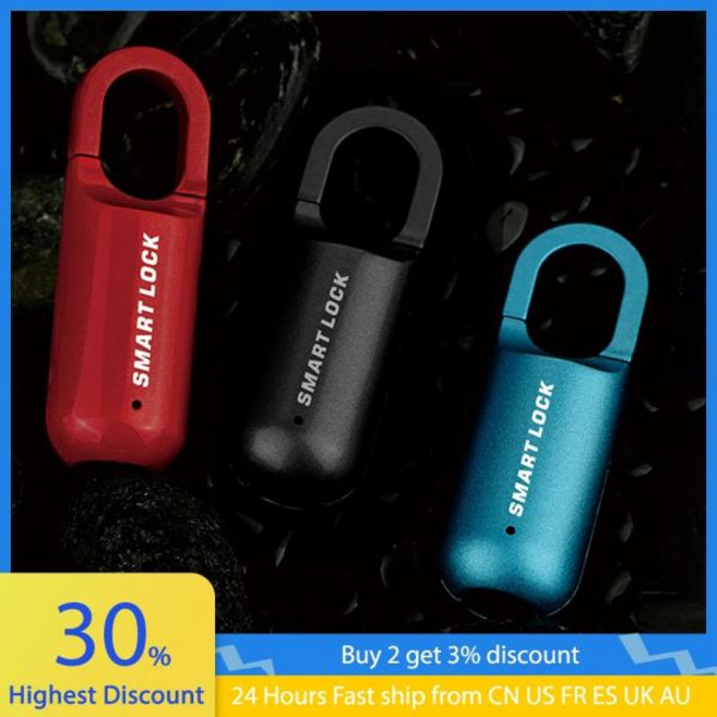 지문자물쇠 미니 지문 자물쇠 스마트 터치 도어 잠금 USB 열쇠 없는 도난 방지 여행 케이스 서랍 캐비닛 4.Fingerprint, 2)Fingerprint