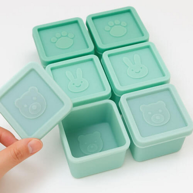 히야펫 강아지 습식사료 화식 간식 영양제 실리콘 분리 소분통 6p 세트, 1개, 660ml, 민트