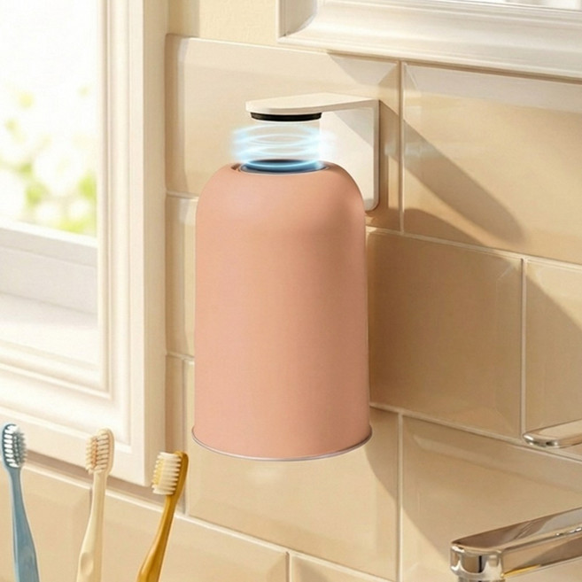 카로히포 무타공 스텐 304 자석 거꾸로 양치컵 걸이, 1개, 핑크