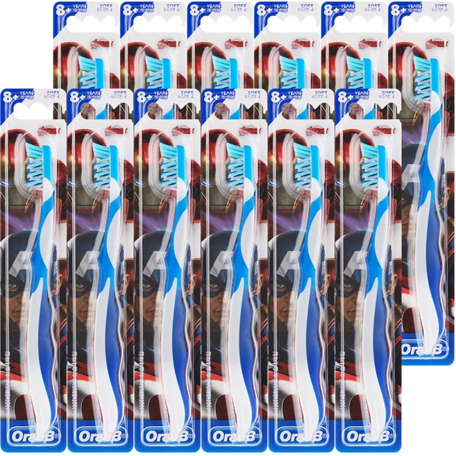오랄비 스테이지 4단계 어벤져스 12입 어린이 칫솔, 혼합색상, 1개입, 12개 - 쿠팡