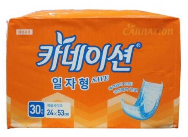 카네이션 속기저귀 일자 실속 30X10 (300매) /성인기저귀 속지 일자형 (24cmX53cm), 30매입, 2세트