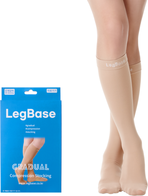 레그베이스 의료용 압박스타킹 무릎형 발막힘 베이지색, 1개