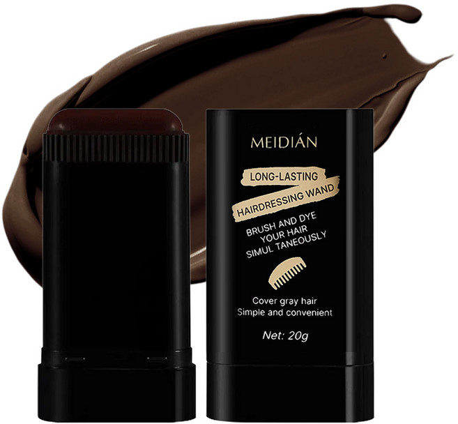 이칠가게 새치 커버 스틱 흰머리 커버 스틱 세치 커버 염색 스틱 식물 성분 염색 헤어 스틱 지워지지않는 바르는 헤어틴트, 다크 브라운, 1개