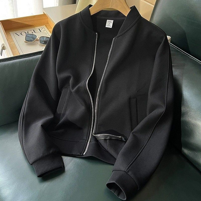 Neirny 여성 빅사이즈 라운드넥 야구 점퍼 봄 가을 집업 가디건 쇼트 코트 루즈핏 캐주얼 간절기 패션 데일리 자켓 야구복