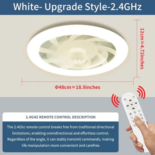 LED 천장 팬 조명 무한 디밍이 가능한 간단하고 멋진 스타일 원격 제어 6단계 풍속 거실