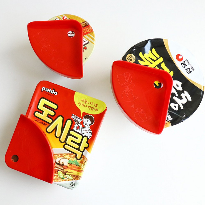 이노마타 컵라면 사발면 뚜껑 덮개홀더, 10개, 레드