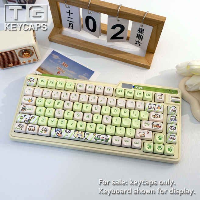 판다 귀여운 기계식 키보드 키캡 한글 영문 각인 PBT 염료승화캐릭터 키캡 MOA 프로파일 MX 스위치 호환 61/64/68/87/96/104/108 배열 키보드 지원