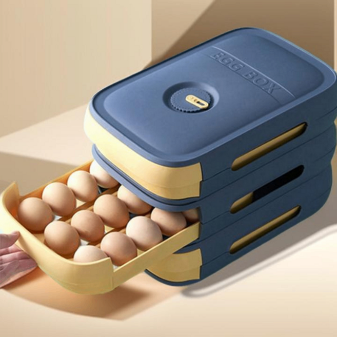 라온텐 계란 보관함 트레이 슬라이딩, 네이비