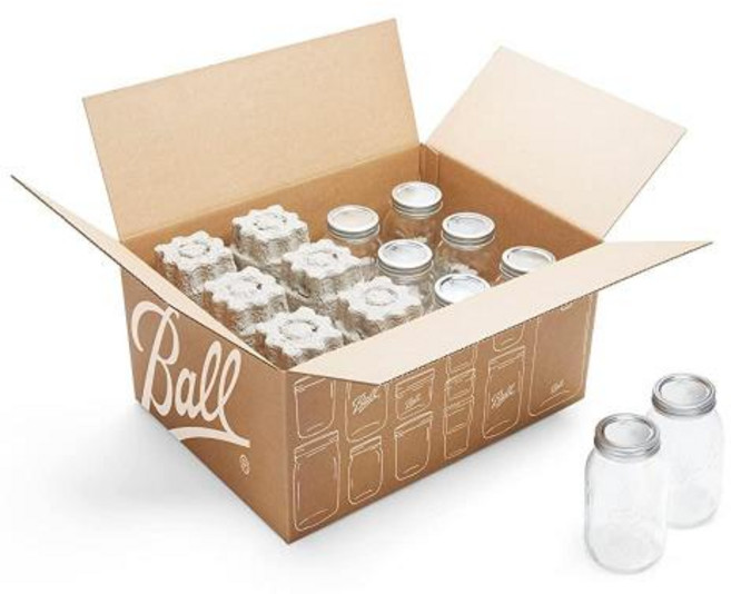 볼 Ball 메이슨 병 자 통조림 잼 피클 저장 보관 밀폐 용기 레귤러 입구 쿼트 946ml 32온스, 2)메이슨 병