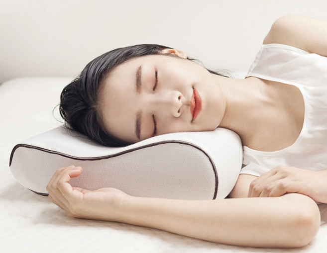 목편 경추 거묵복 교정 베개 일자 목 메모리폼 숙면 마약 베개, 화이트, 1개