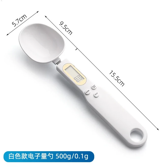 미니 스푼 스케일 디지털 주방 규모 전자 LCD 식품 0.1-500g 요리 밀가루 우유 커피 파우더 무게 측정, 02 White