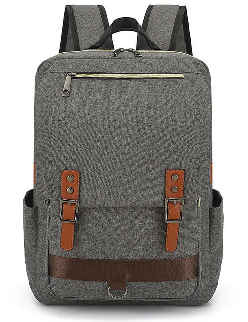 復古大容量電腦雙肩揹包 時尚男女旅行書包, 灰色