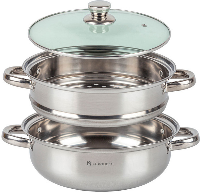 렉스퀸 모어 2단 찜기 스텐 인덕션 사용가능 냄비, 28cm