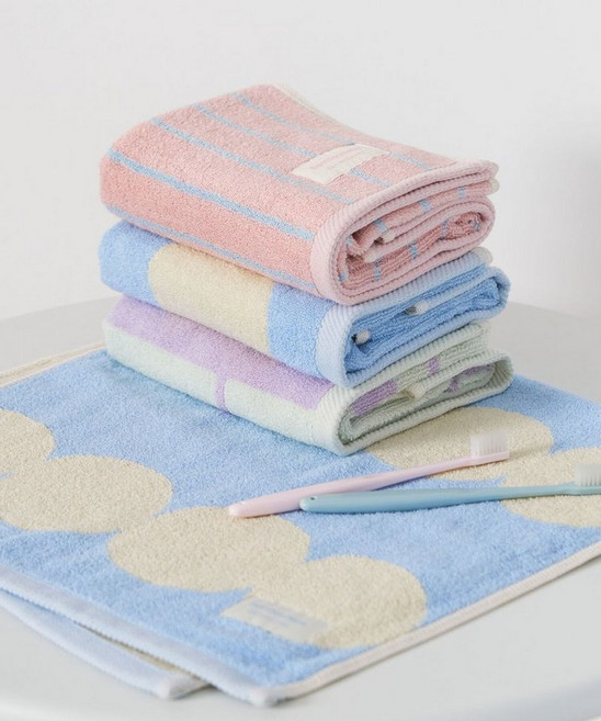 밤부베베 밤부 코튼캔디 세면타월 182400, 밤부베베 도트(스카이 레몬)