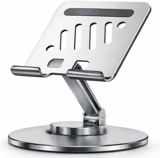 단물 태블릿 거치대 패드 거치대 360도회전 높이각도조절 접이식 메탈 스탠드, 메탈그레이, 1개