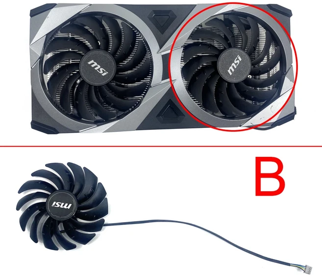 MSI Radeon RX 6700 XT Mech 2X RX6600 RTX3060 3080 VENTUS 95MM 4PIN PLD10010S12HH GPU 그래픽 카드 팬, 01 B