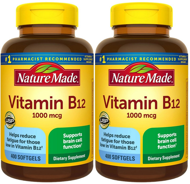 네이처메이드 비타민 B12 1000mg 400정 ( Nature made Vitamin B12 1000mcg 400 softgels), 알약/캡슐, 성인남녀공용, 2개