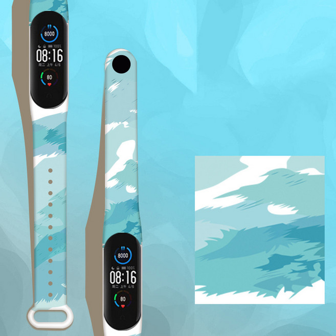 포유 실리콘 프린트 샤오미 미밴드 7 5 6 호환 스트랩 시계줄 루프 밴드 줄, 실리콘 프린트 샤오미밴드 7(공용), 빅시아블루