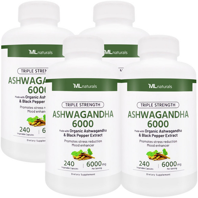 [미국빠른직구] 신제품 마이라이프 내추럴스 아쉬와간다 6000mg, 4개, 240정