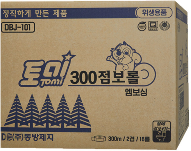 동방제지 [2겹] 토미 점보롤 엠보싱 2겹 300m 16롤, 1개