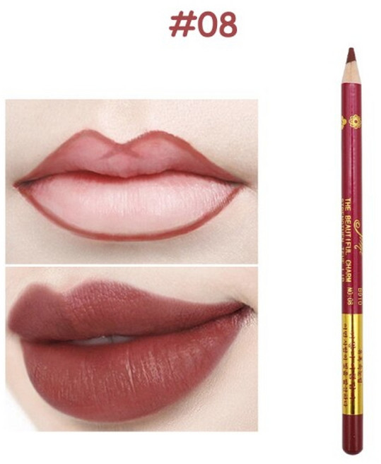 립글로즈 립틴트 립밤 립라이너 잘 지워지지 않는 착색 타투 립스틱 틴트 1pc 방수 매트 립 라인 펜 입술 아이 라이너 블러쉬 메이크업 롱래스팅 문신 스케치 염료 라이너 연필, 08, 1개