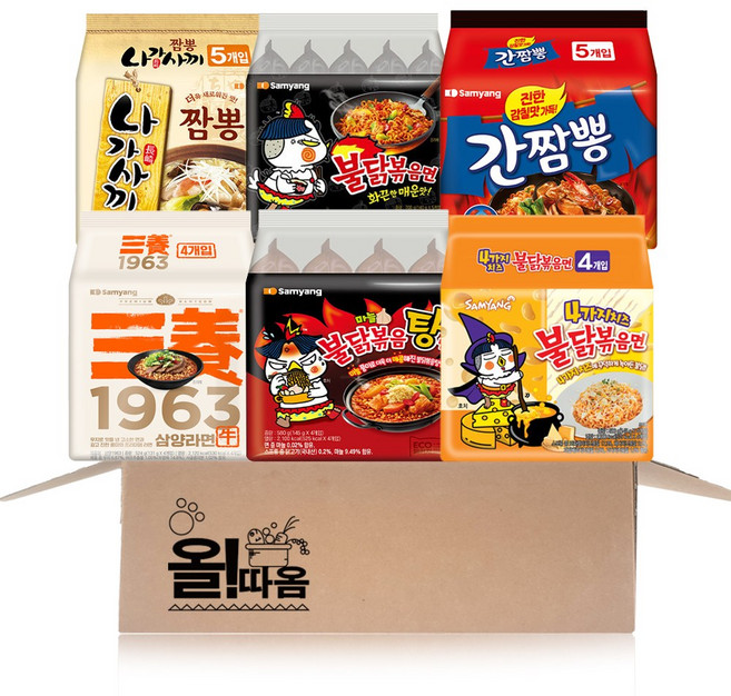 삼양 멀티라면 6종 각 1봉씩 기획세트 8호(불닭볶음면+마늘불닭볶음탕면+4가지치즈불닭+삼양라면1963+간짬뽕+나가사끼), 1세트