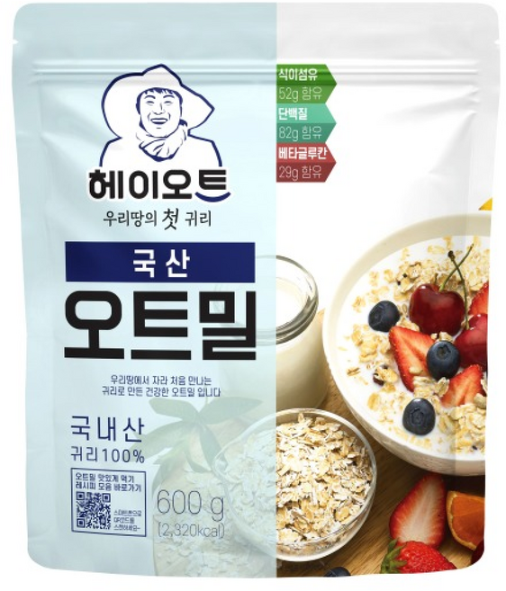 [두보식품] 헤이오트 국산 오트밀 600g x 2개