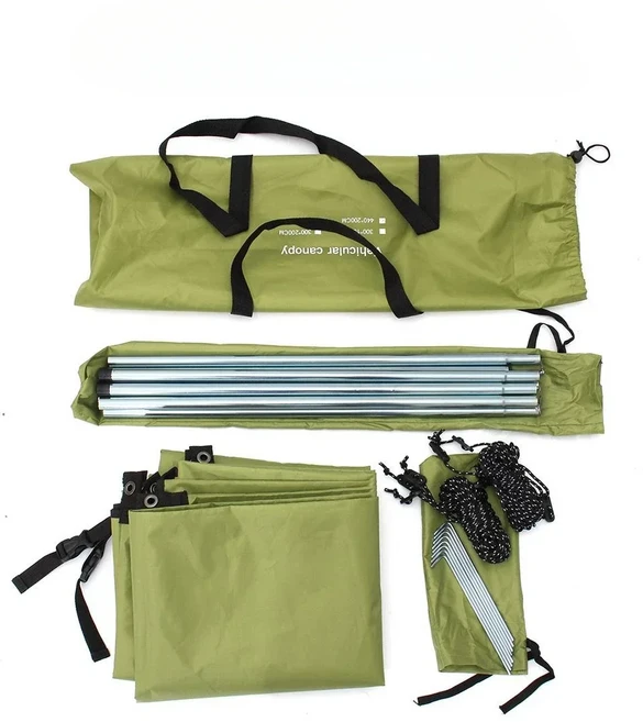 루프탑 텐트 차박 캠핑 자동차 캠핑카 하드탑 210d 코팅 옥스포드 suv 사이드 천막 옥상 방수 야외 사이드 캐노피 300150300200440200 cm, 녹색 440x200cm