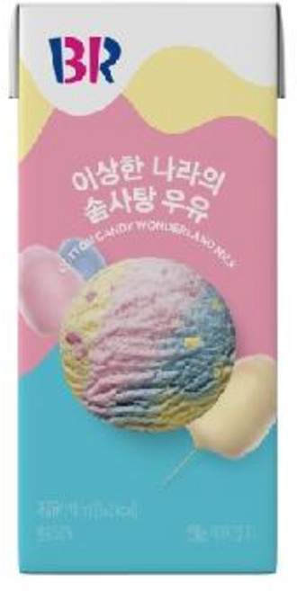 배스킨라빈스 이상한 나라의 솜사탕 멸균우유, 190ml, 12개