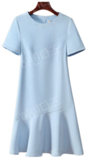 77사이즈 원피스 소라색 반팔 슬림핏 미니 스커트 여름 하객룩