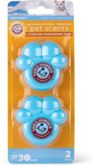 암 앤 해머 펫츠 고양이 모래통 탈취제 포드 신선한 바람 향이 나는 접착식 냄새 흡수 젤 주변용 간편하게 부착하는 2개입팩